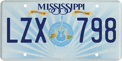 MS license plate LZX798