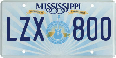 MS license plate LZX800