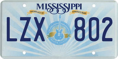 MS license plate LZX802