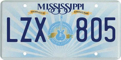 MS license plate LZX805