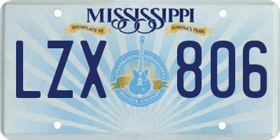 MS license plate LZX806