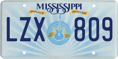 MS license plate LZX809