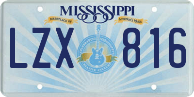 MS license plate LZX816