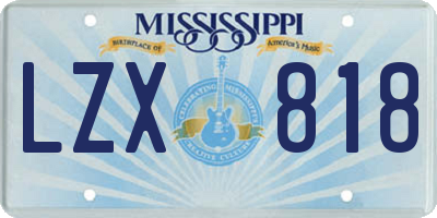 MS license plate LZX818
