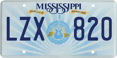 MS license plate LZX820