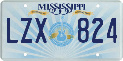 MS license plate LZX824