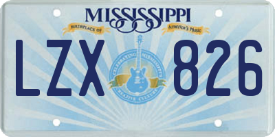 MS license plate LZX826