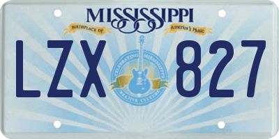 MS license plate LZX827