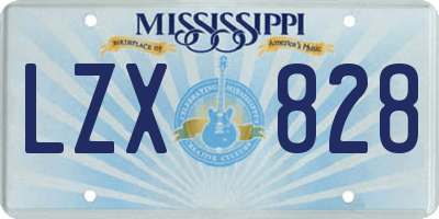 MS license plate LZX828