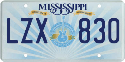 MS license plate LZX830