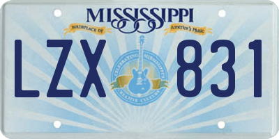 MS license plate LZX831