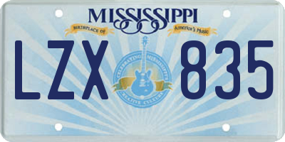 MS license plate LZX835