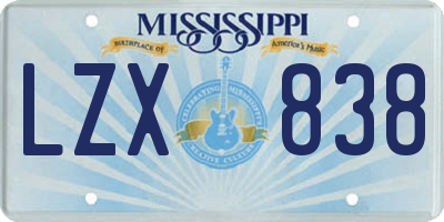MS license plate LZX838