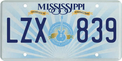 MS license plate LZX839