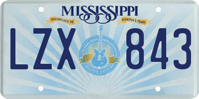 MS license plate LZX843