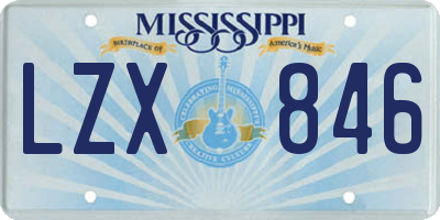 MS license plate LZX846
