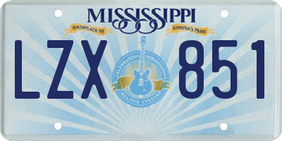 MS license plate LZX851