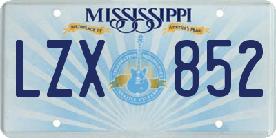 MS license plate LZX852