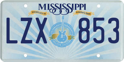 MS license plate LZX853