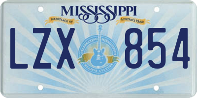MS license plate LZX854