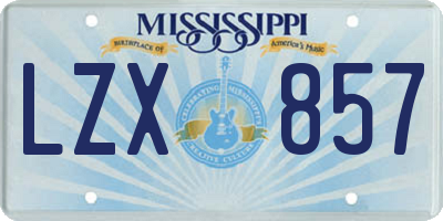 MS license plate LZX857