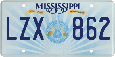MS license plate LZX862