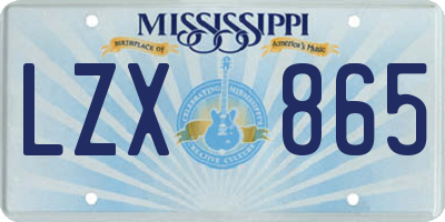 MS license plate LZX865