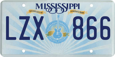MS license plate LZX866