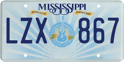MS license plate LZX867