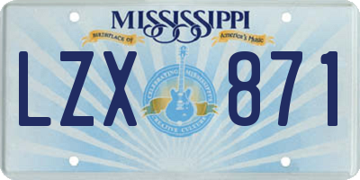 MS license plate LZX871