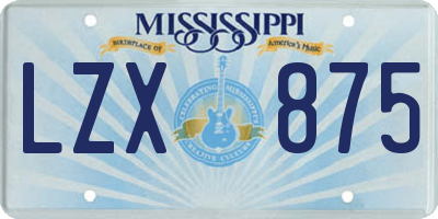 MS license plate LZX875