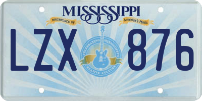 MS license plate LZX876