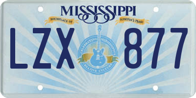 MS license plate LZX877