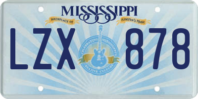 MS license plate LZX878