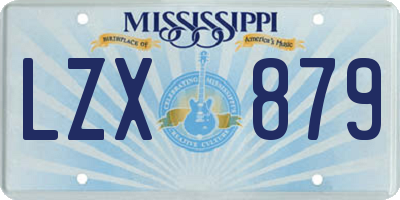 MS license plate LZX879