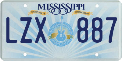 MS license plate LZX887