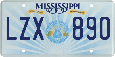 MS license plate LZX890