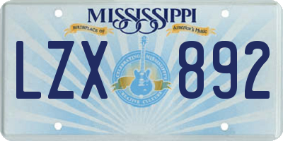 MS license plate LZX892