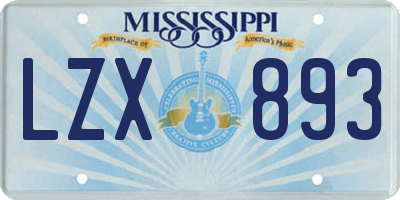 MS license plate LZX893