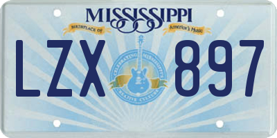 MS license plate LZX897