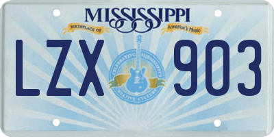 MS license plate LZX903
