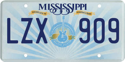 MS license plate LZX909