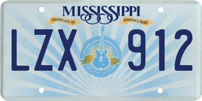 MS license plate LZX912