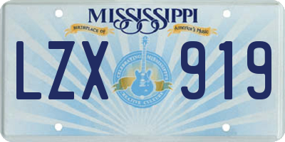 MS license plate LZX919