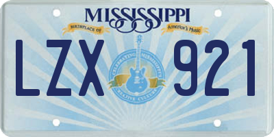 MS license plate LZX921