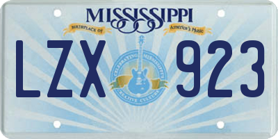 MS license plate LZX923