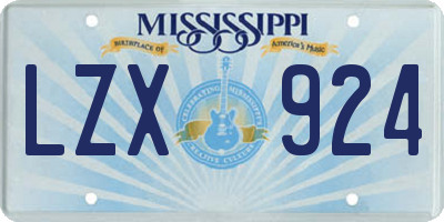 MS license plate LZX924
