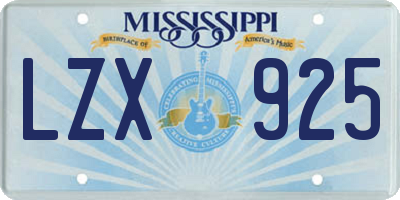 MS license plate LZX925