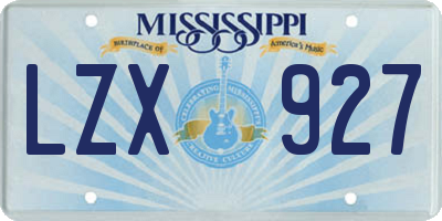 MS license plate LZX927
