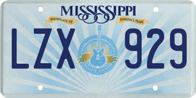 MS license plate LZX929